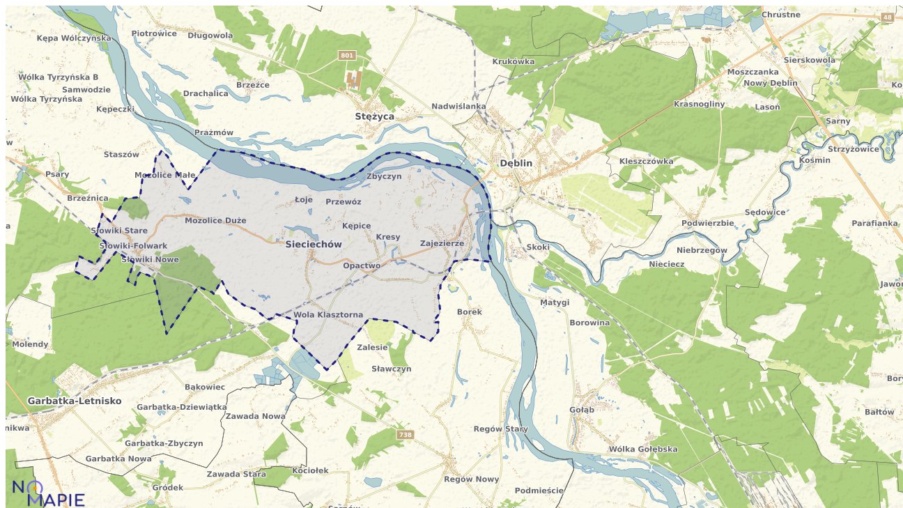 Mapa obszarów ochrony przyrody Sieciechowa
