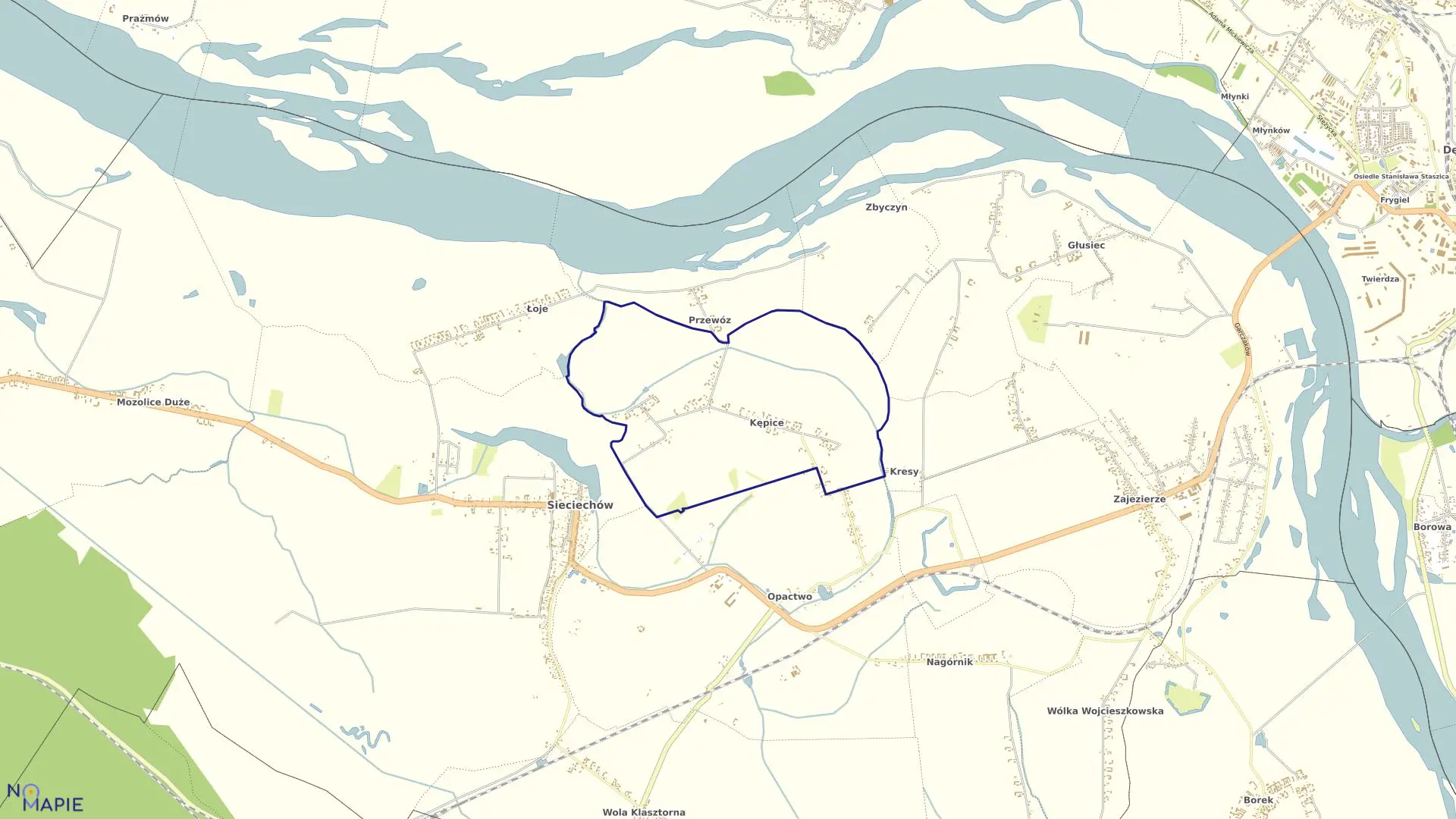 Mapa obrębu Kępice w gminie Sieciechów