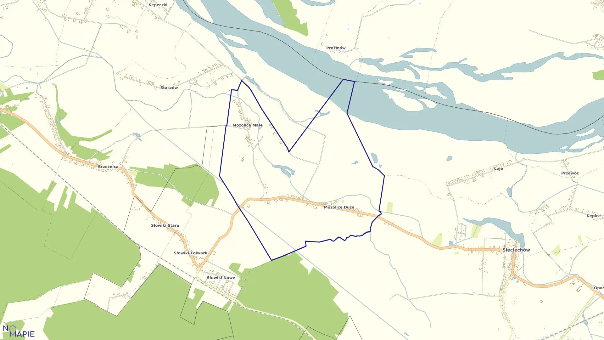 Mapa obrębu Mozolice Duże i Małe w gminie Sieciechów
