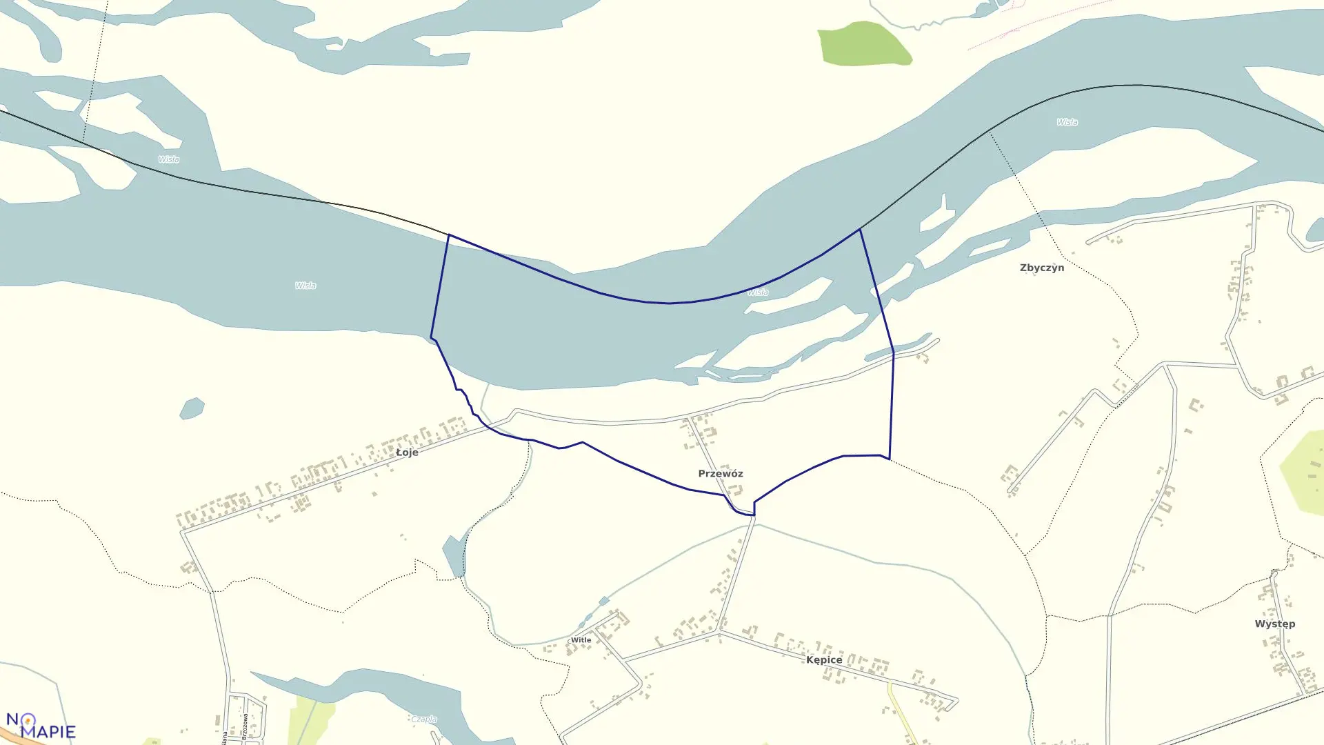 Mapa obrębu Przewóz w gminie Sieciechów