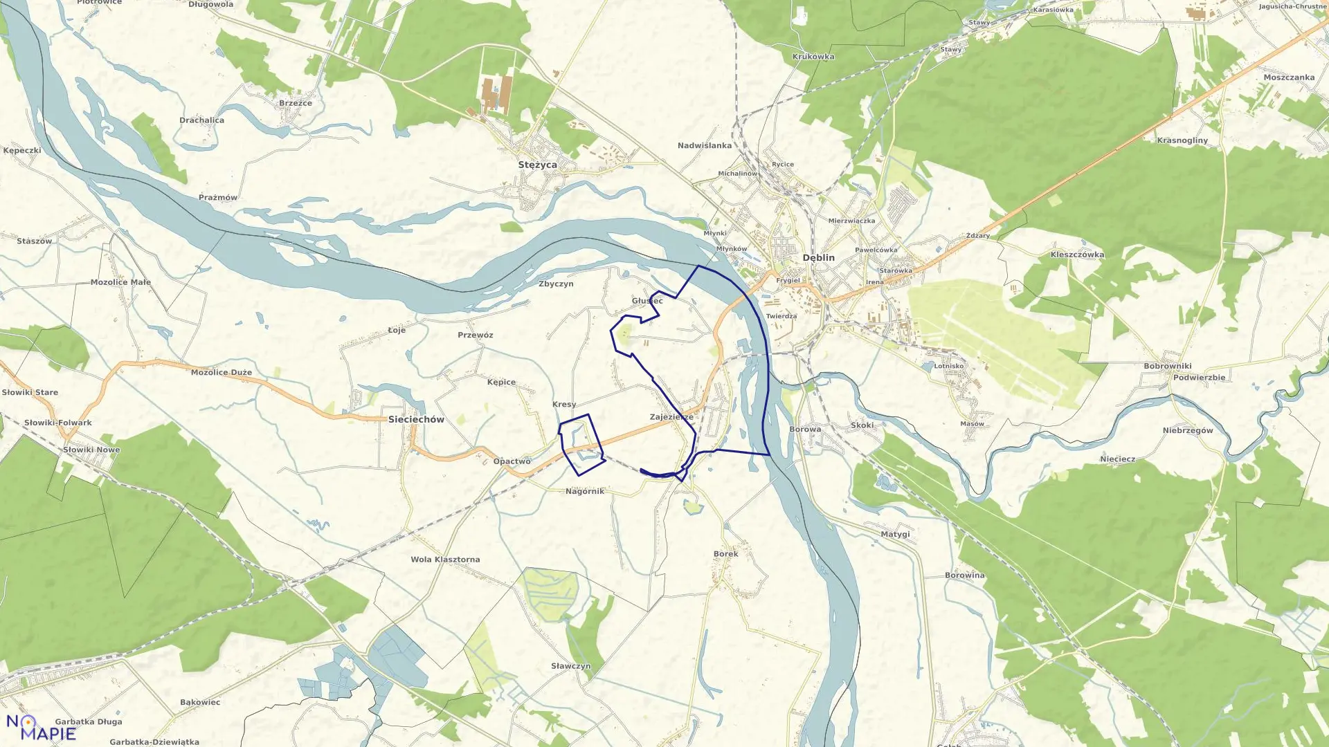 Mapa obrębu Zajezierze w gminie Sieciechów